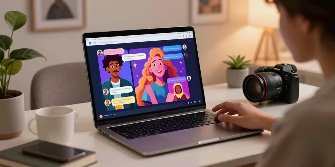 Engaging scene of nsfw ai chat on a laptop with vibrant character visuals.
