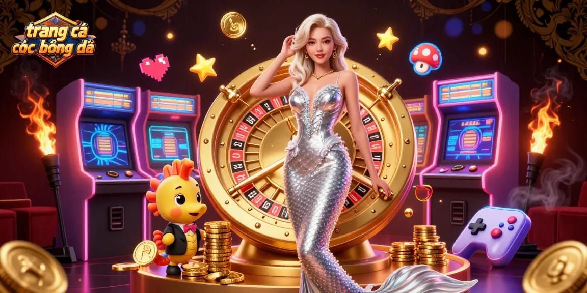 Win big at trang cá cược bóng đá featuring an elegant woman and game elements in a vibrant casino setting.