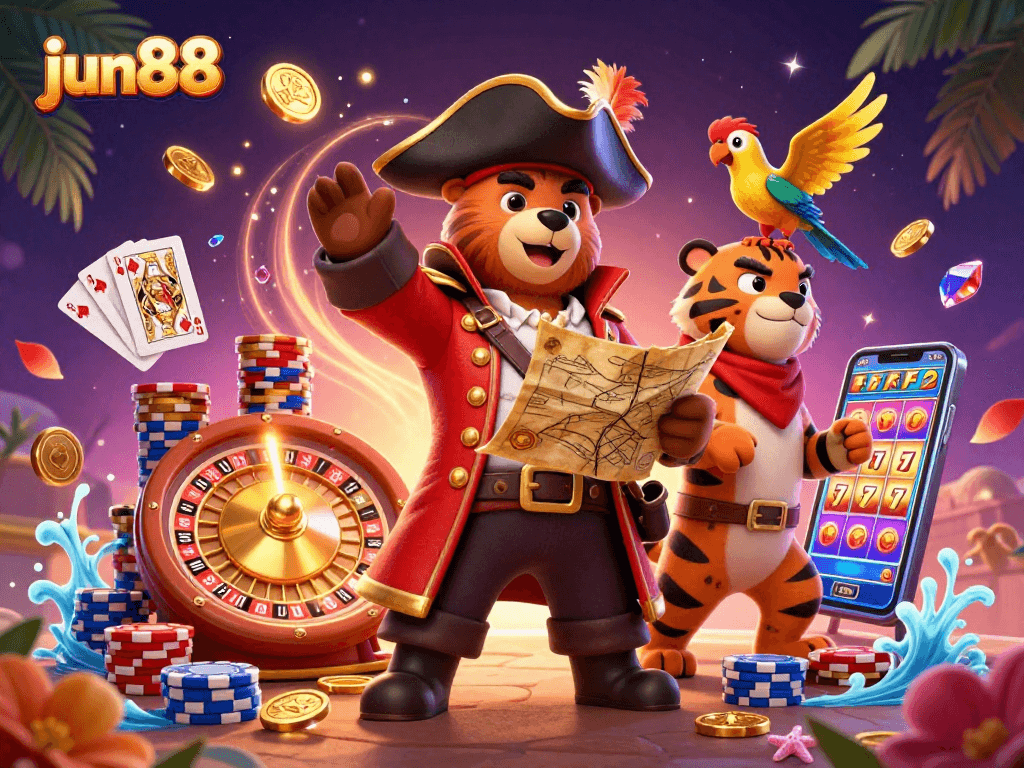 Experience thrilling gaming adventures at jun88 with vibrant characters and exciting casino elements.