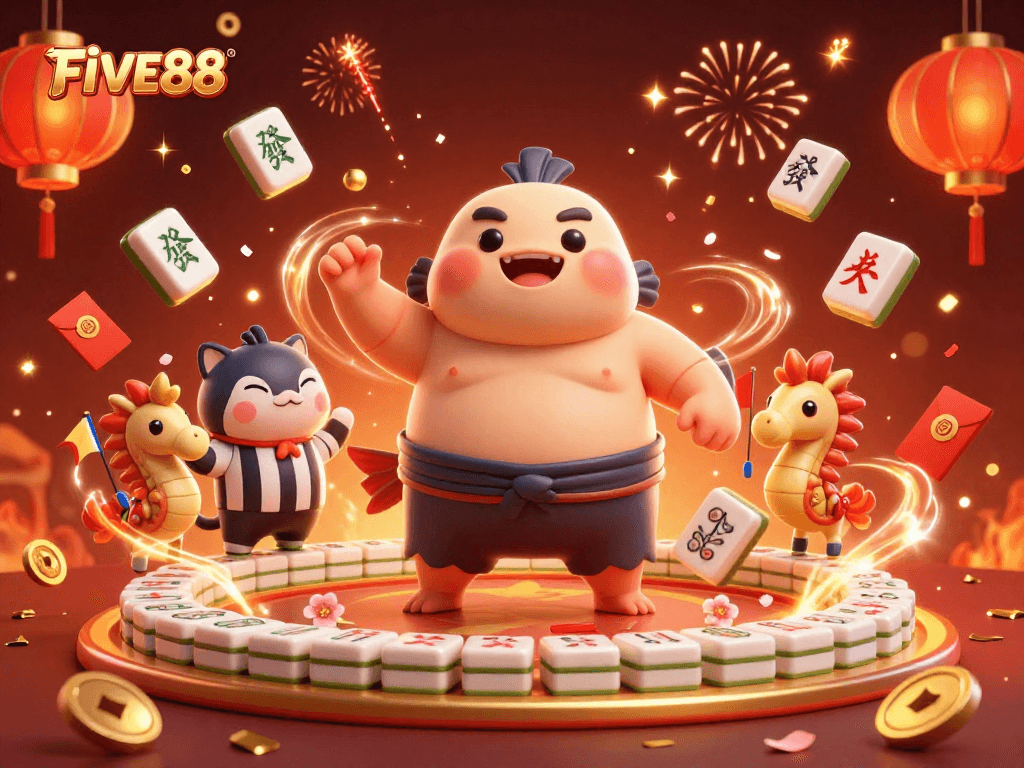 Experience the excitement of FIVE88 with a vibrant 3D illustration of underwater gamers celebrating!