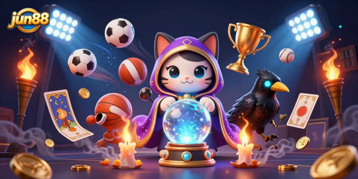 Experience thrilling moments at jun88 with dynamic sports betting illustrations and mystical elements.