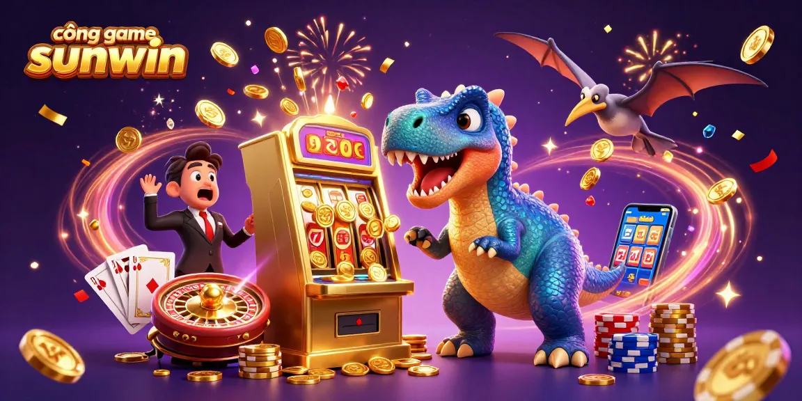 Win big with cổng game sunwin in this exciting casino-themed illustration featuring dinosaurs!
