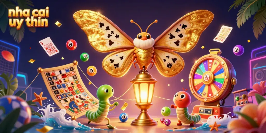 Engage in exciting gambling with nha cai uy tin, featuring a vibrant casino-themed scene.