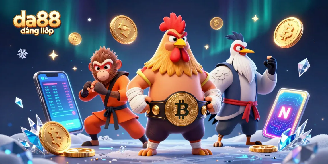 Experience thrilling action with da88 đăng nhập, featuring a Muay Thai rooster and Shaolin monkey in a vibrant casino scene.
