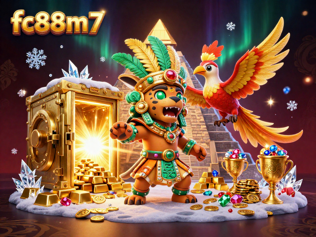 Experience big wins at fc88m7 with a captivating Mayan-themed casino scene featuring treasure and excitement!