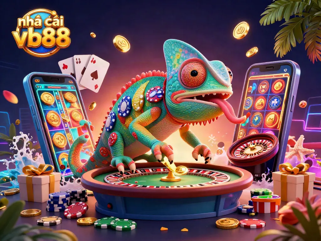 Engage in the excitement of nhà cái vb88 with a vibrant casino scene showcasing games and rewards.
