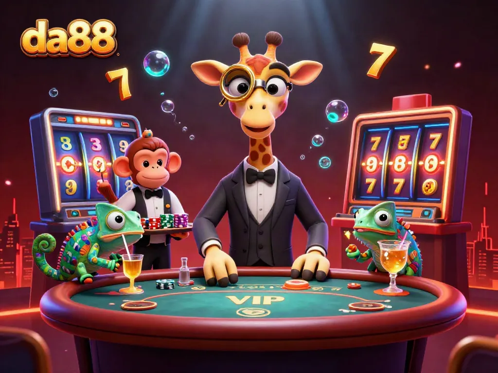 Da88: Enjoy a thrilling slot experience with high-stakes gambling elements in a vibrant casino setting.