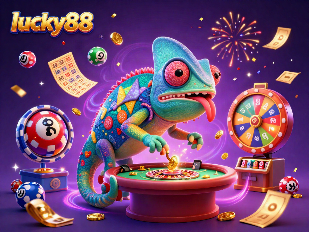 Engage with exciting games at lucky88, featuring a vibrant casino scene filled with dynamic jackpot elements.