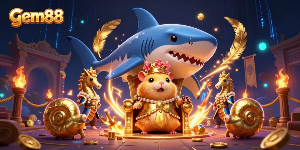 Experience gem88's thrilling casino adventures with unique characters amidst vibrant gaming elements.