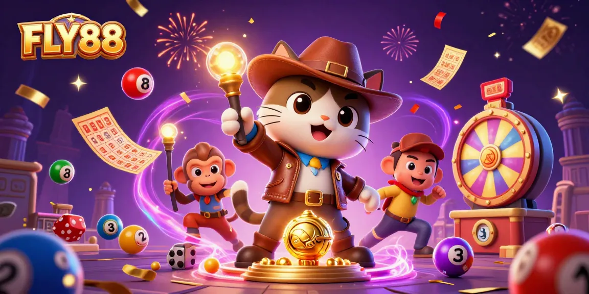 FLY88 showcases an adventurous cat and monkey amidst thrilling gambling elements