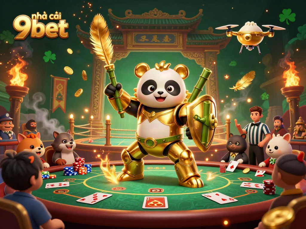 Engage with live casino excitement at nhà cái 9bet featuring animated characters in an electrifying 3D scene.