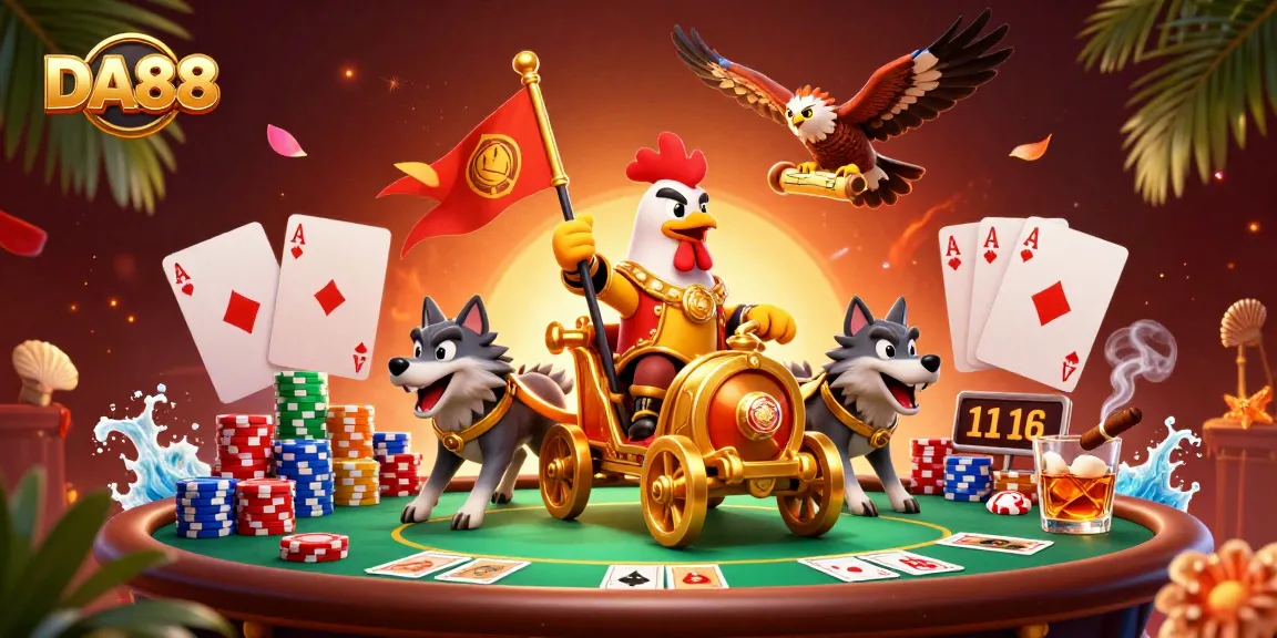 Unleash gaming strategy with DA88's dynamic atmosphere of poker and vibrant characters.