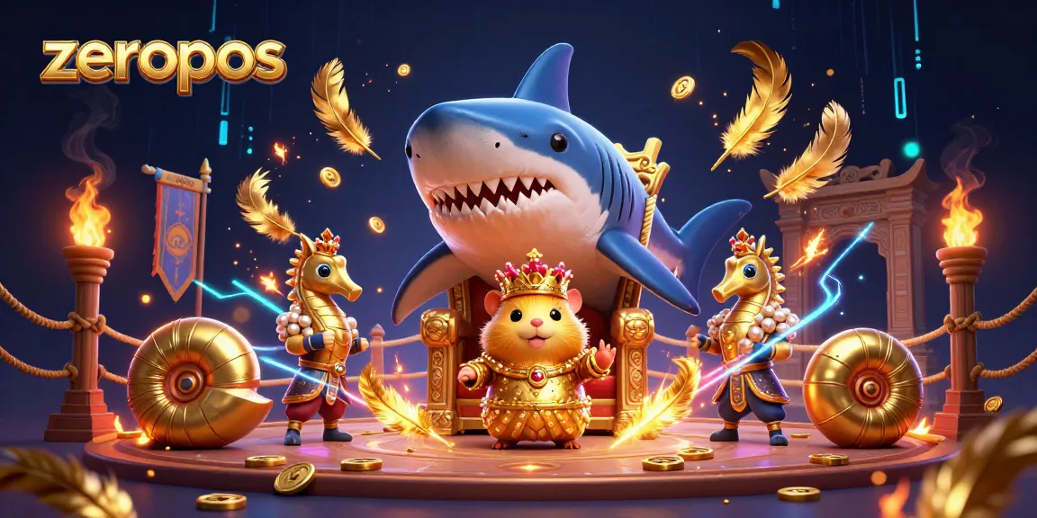 Experience thrilling wins with zeropos in this dynamic 3D casino scene featuring royal sea characters.