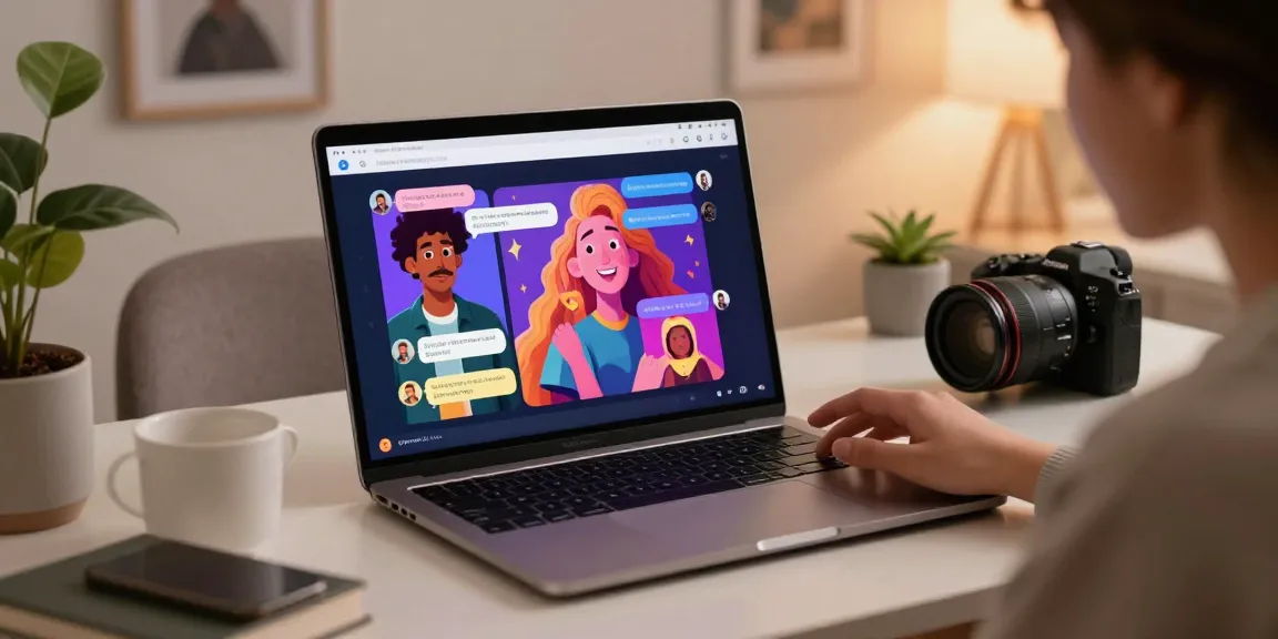 Engaging scene of nsfw ai chat on a laptop with vibrant character visuals.