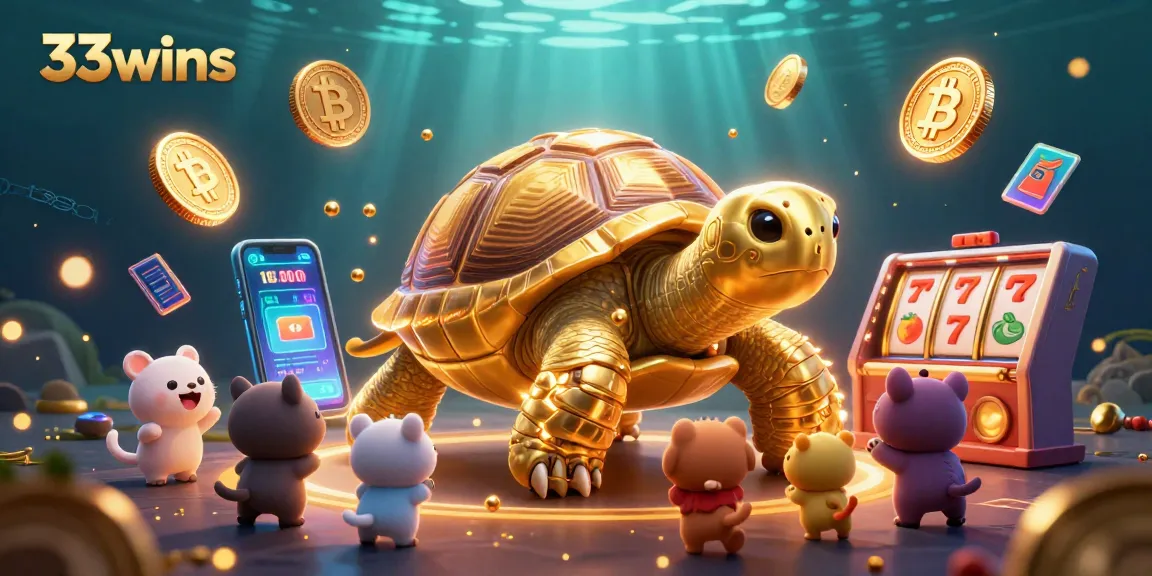Engage in thrilling casino fun with 33wins featuring a golden tortoise pinball machine!