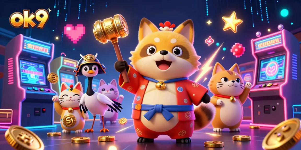 Engage with ok9's vibrant casino world through cheerful characters and gaming excitement.
