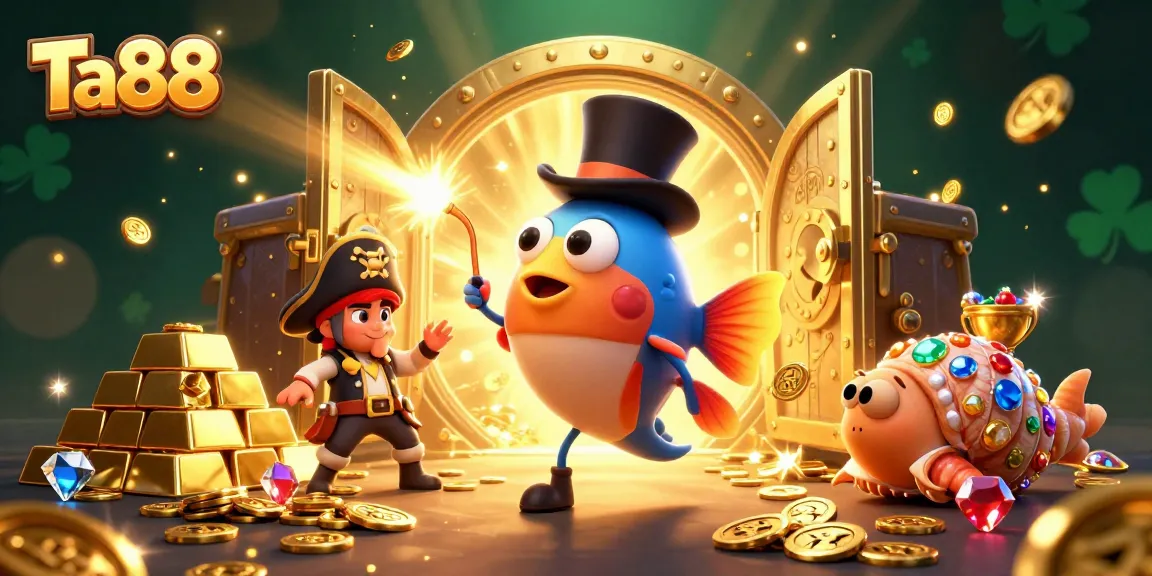 Experience Ta88's thrilling wins amidst treasure and excitement in this vibrant casino-themed illustration.