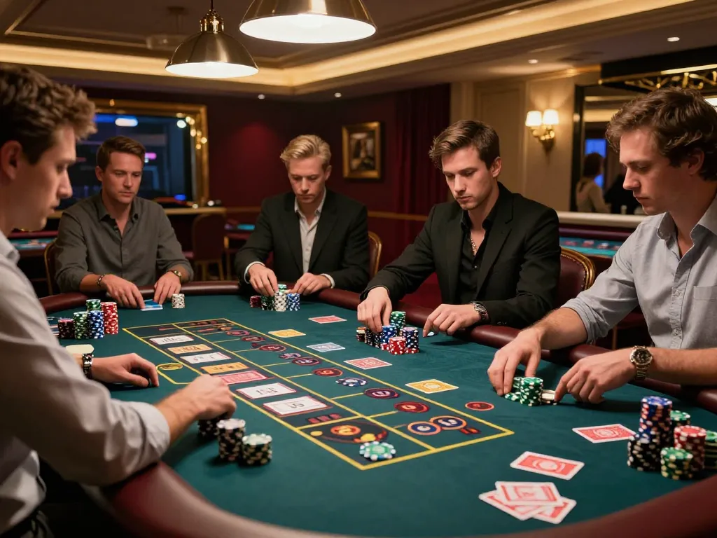 Strategic roulette gameplay at 33winwood with players focused on their bets and vibrant chips.
