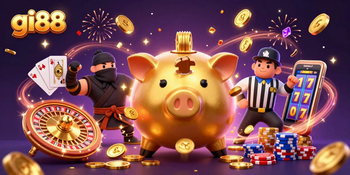 Experience thrilling wins at gi88 with cartoon characters celebrating amidst dazzling casino elements.