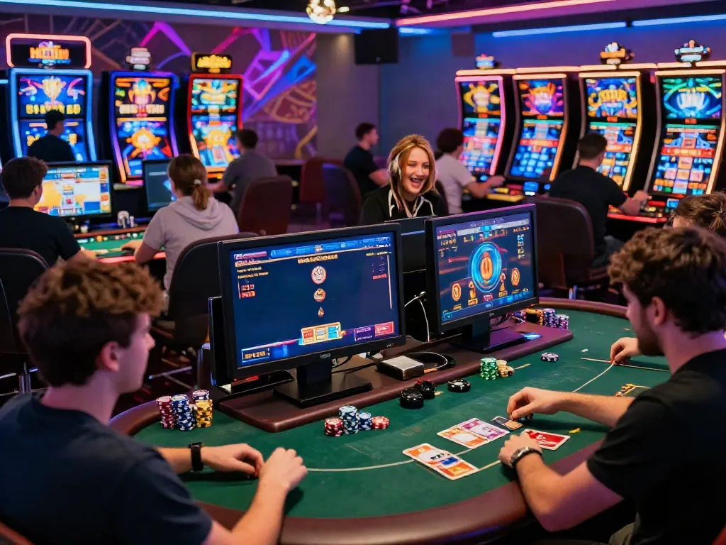 Hitclub online players enjoying a vibrant gaming experience with colorful digital elements.