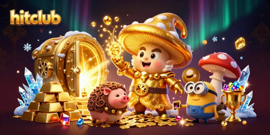 Hitclub offers exciting gameplay with magical treasures and vibrant casino elements in a dynamic scene.