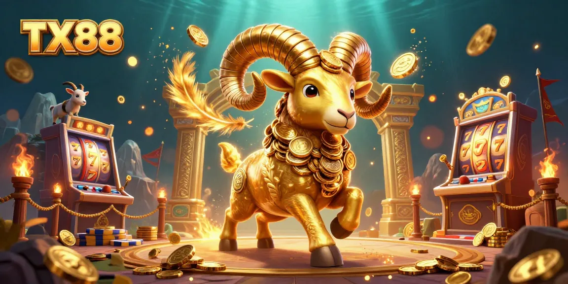 Experience thrilling gameplay with TX88 as the golden ram charges through a vivid casino atmosphere.