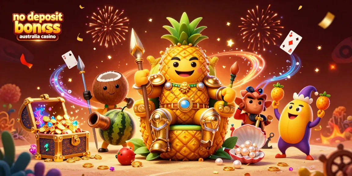 No deposit bonuses Australia casino scene featuring vibrant 3D characters and playful elements.