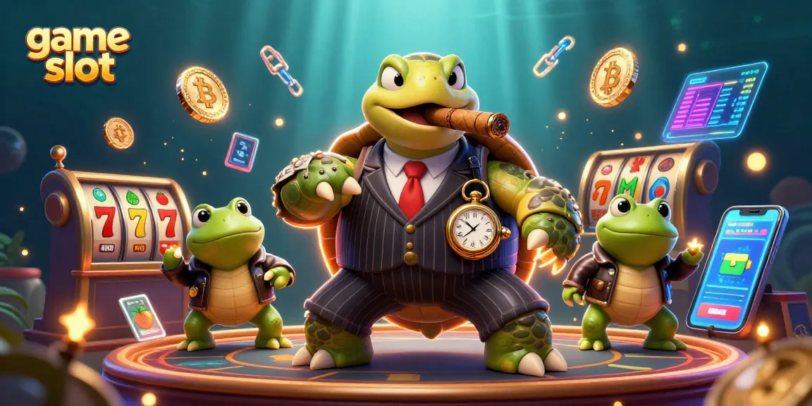 Play engaging game slot with vibrant 3D characters showcasing casino elements and crypto themes.