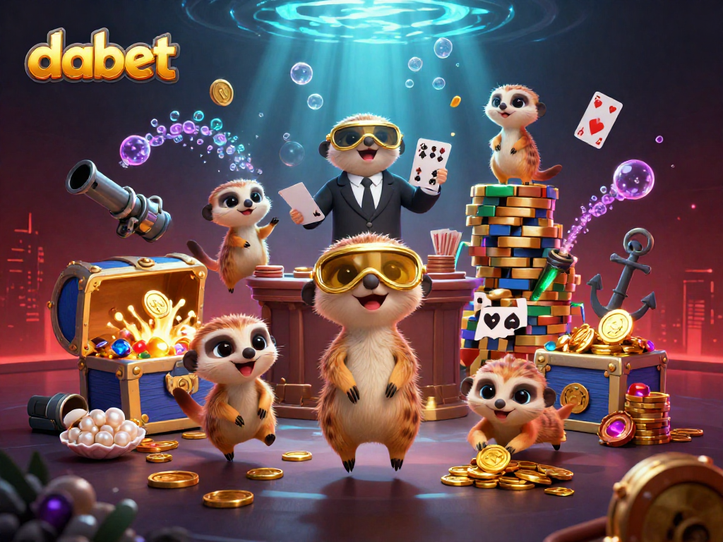 dabet meerkat casino scene featuring dynamic gameplay with chips and treasures