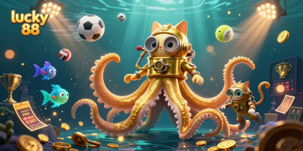Experience thrilling wins with lucky 88 in this vibrant casino-themed 3D illustration.