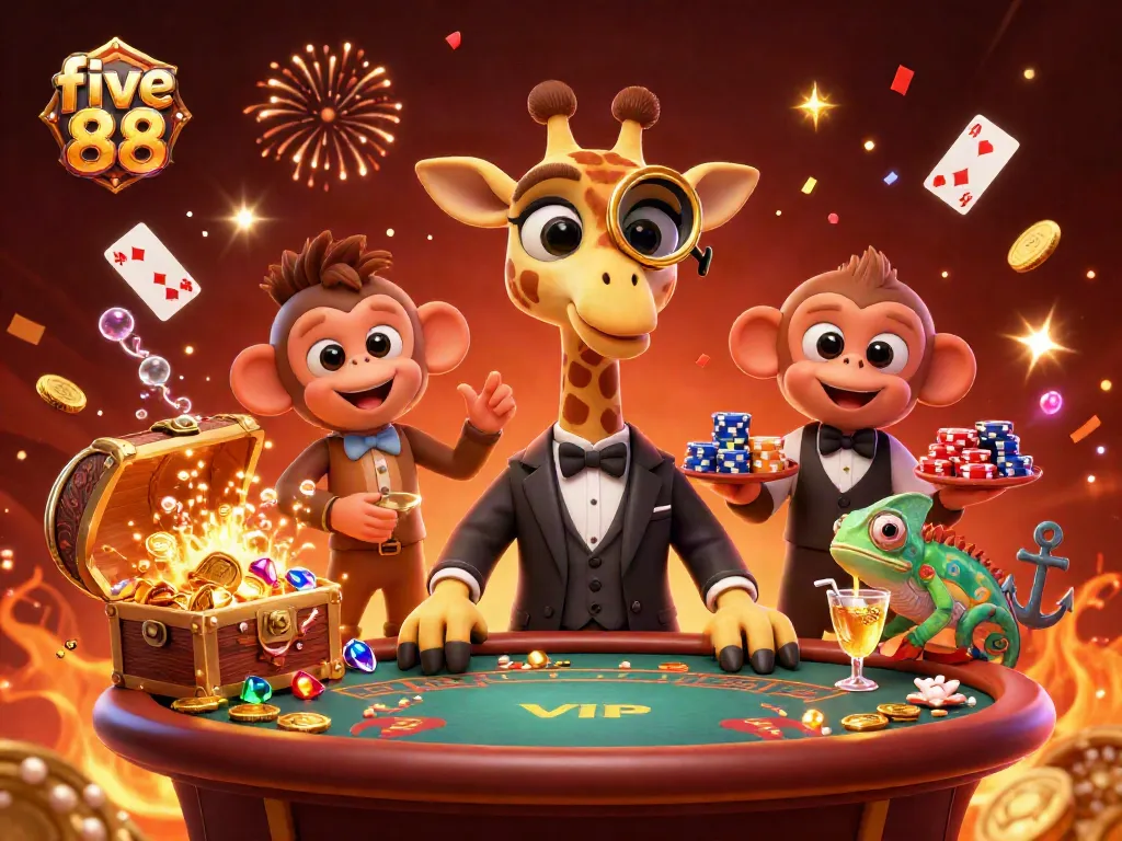 Experience thrills at five 88 with lively gaming scenes packed with action and vibrant characters.