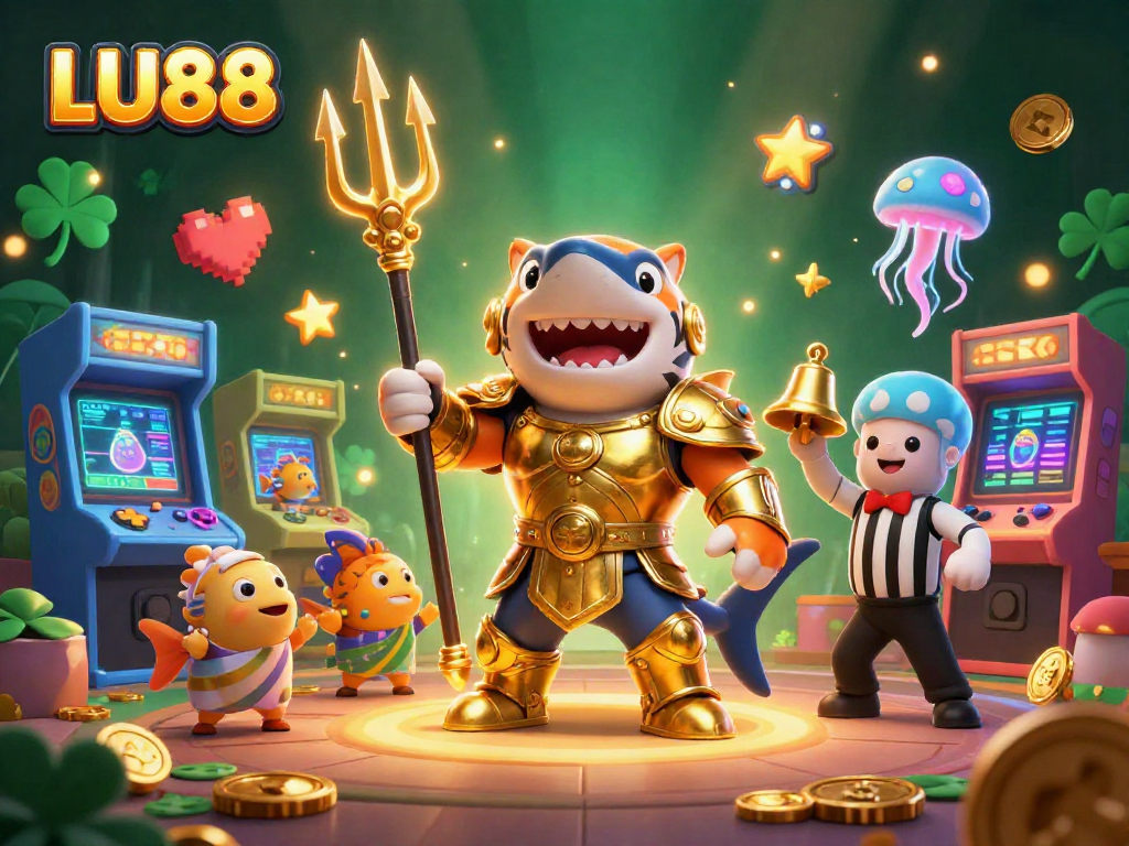 Experience LU88's thrilling underwater casino adventure with vibrant characters and arcade elements.
