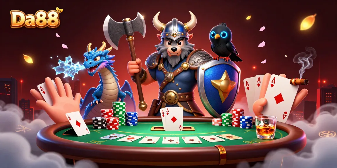 Experience thrilling gameplay with Da88 at a vibrant poker scene featuring iconic characters and rich details.