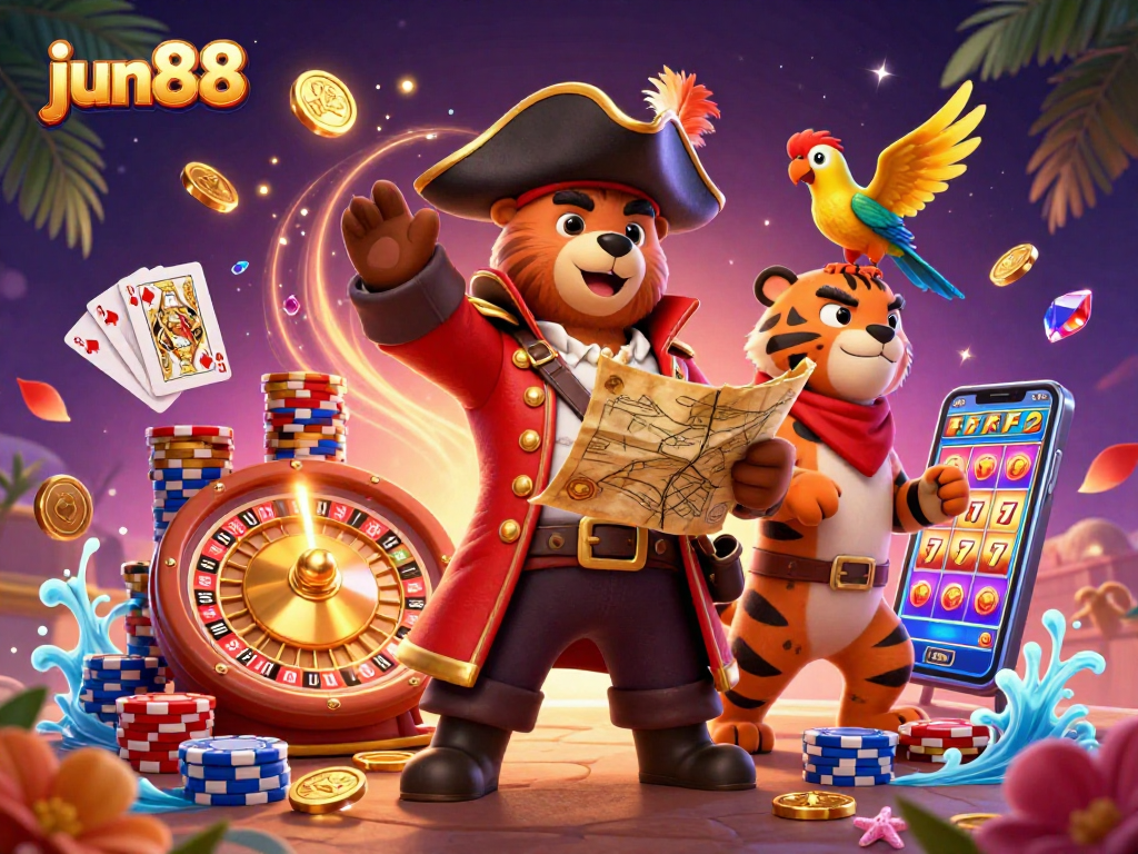 Experience thrilling gaming adventures at jun88 with vibrant characters and exciting casino elements.