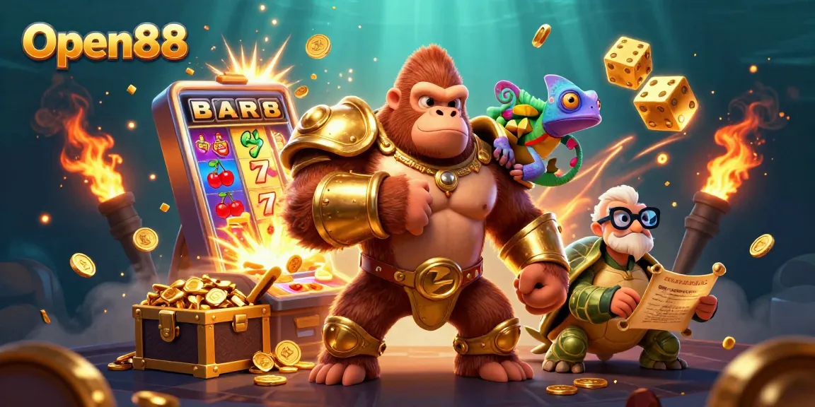 Experience thrilling wins at Open88 with vibrant 3D casino elements bursting with excitement.