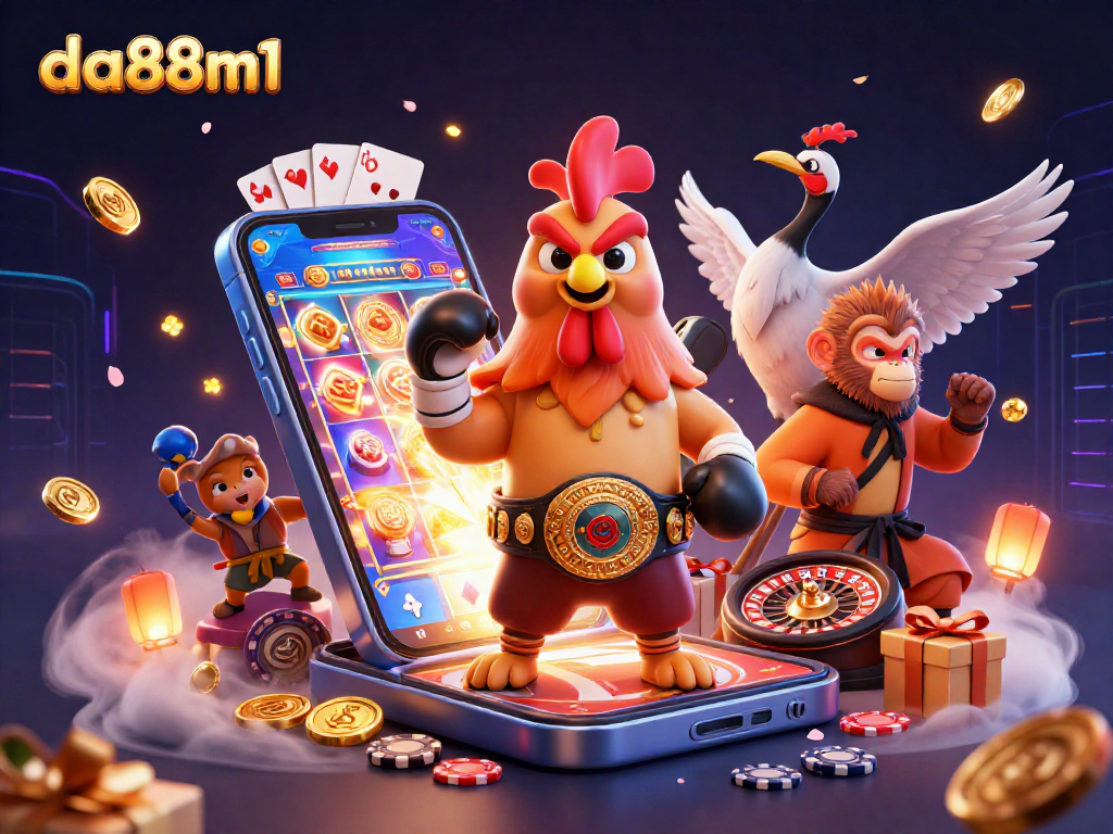 Experience thrilling gameplay at da88m1 with vibrant slots and engaging characters in a dynamic casino scene.