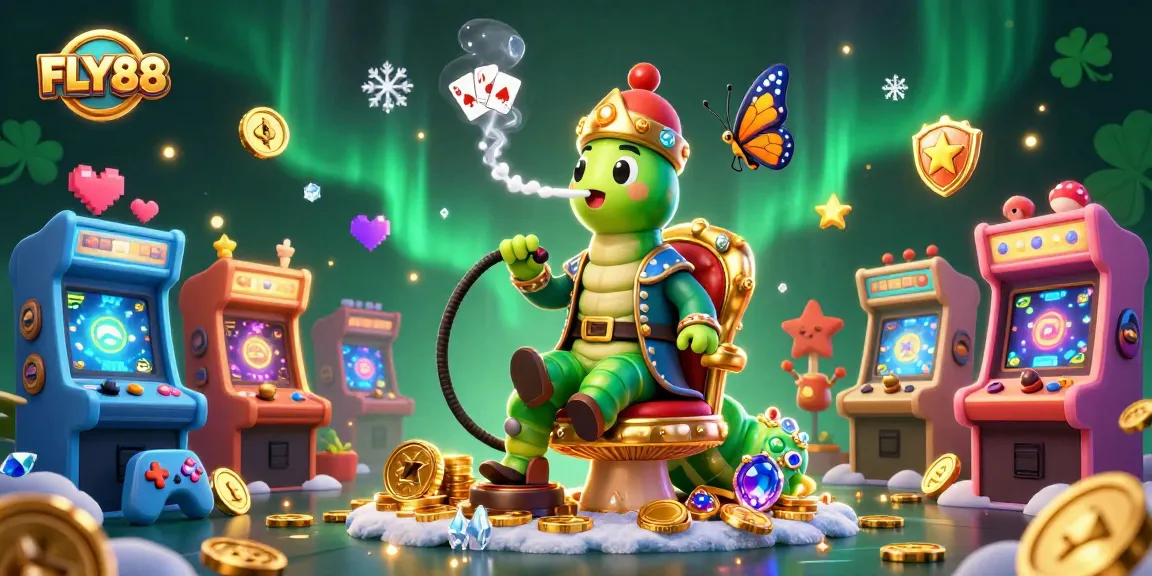 Experience FLY88's thrilling casino adventure with vibrant 3D gaming illustrations and dynamic elements.