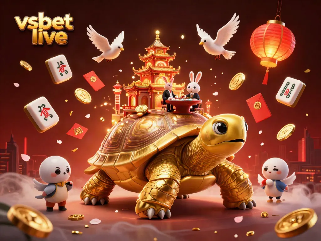 Experience the excitement of vsbet live with 3D characters and vibrant casino elements in a lively scene.