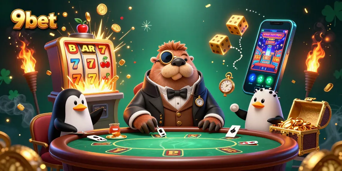 Engage in thrilling gameplay with 9bet, featuring a lively poker game with animated sea creatures.