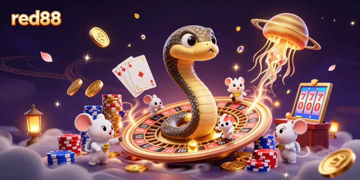 Red88 offers thrilling gaming action with astronauts betting in a cosmic casino scene.