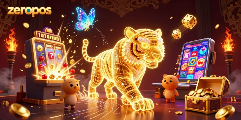 Experience thrilling gameplay at zeropos with vibrant 3D casino scenes bursting with energy and excitement.